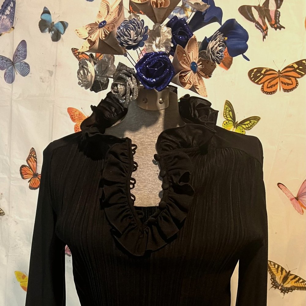 Black Ruffle Neck Blouse